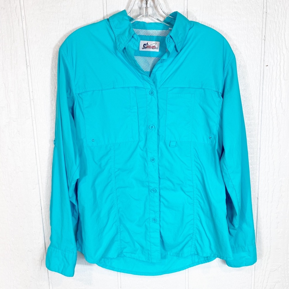 Mens Bass Pro Shop Teal Blue Long Sleeve Shirt